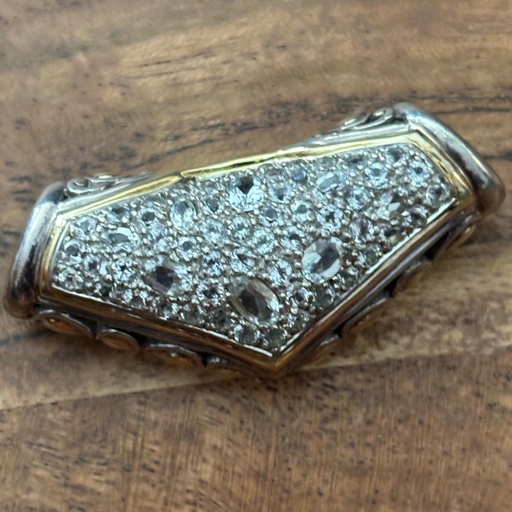John Hardy Lavafire slide pendant Pave white sapphire in Silver and 18k gold